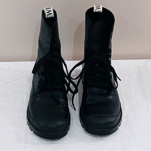 LOEWE Black Leather Combat Boots